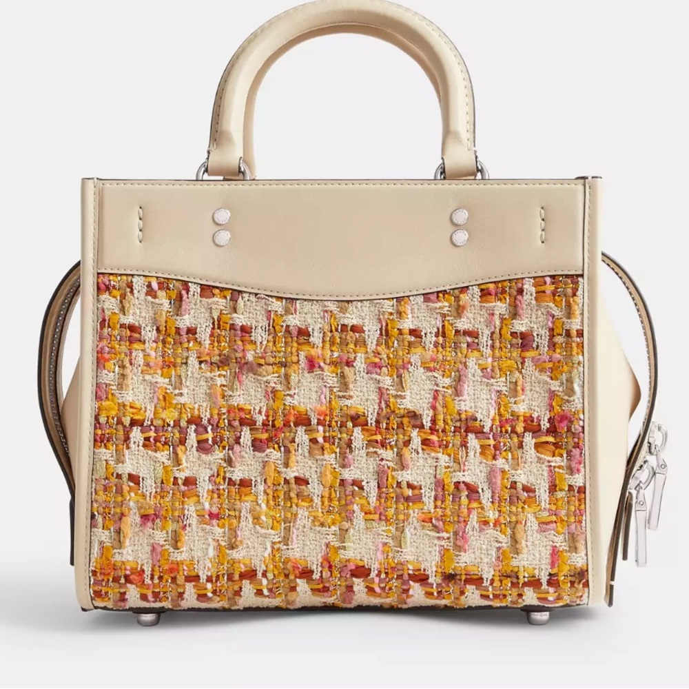 NWT Coach Beige and Multicolor Tweed Rogue 25 satchel
